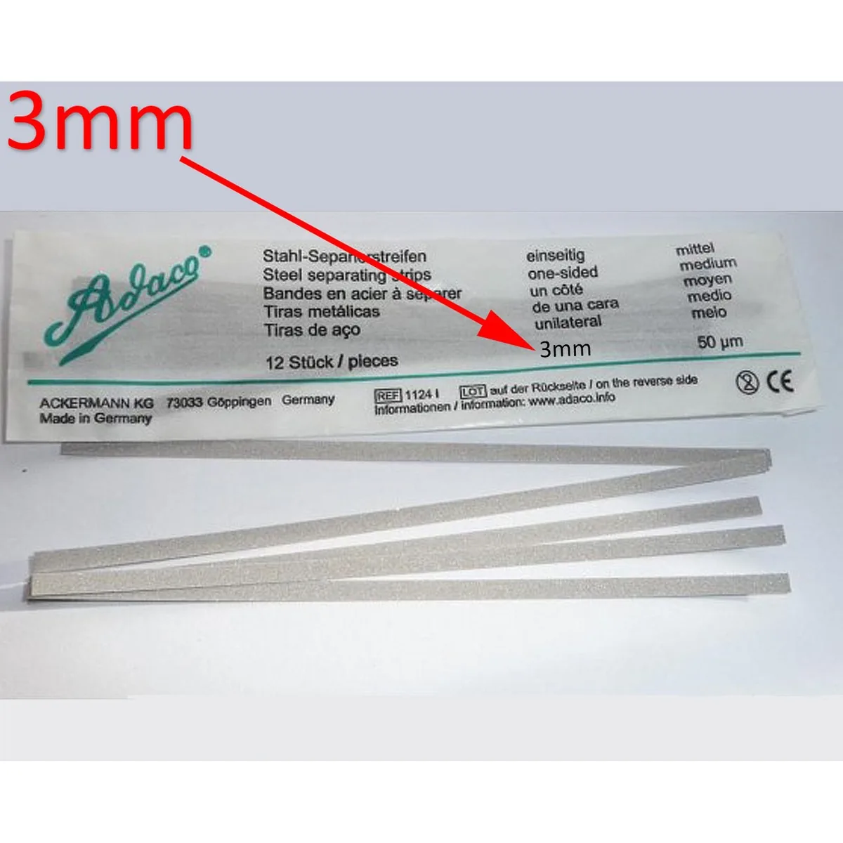 Штрипси полірувальні металеві, штрипси металеві, 3 мм (Adaco) (1уп. 12шт)