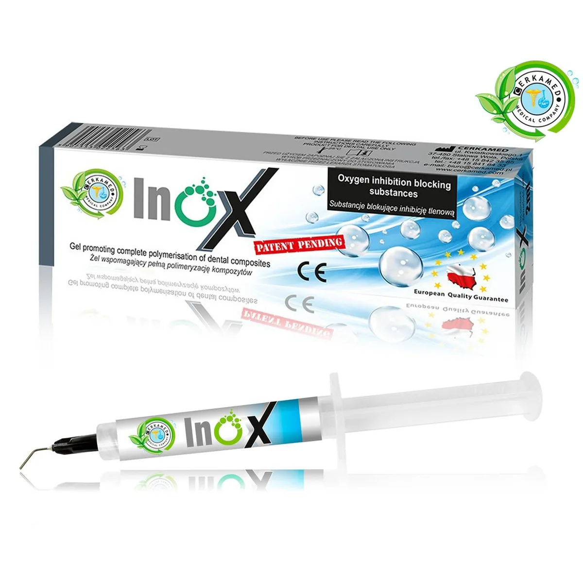 INOX ( Інокс, Інокс ) Гель сприяє повної полімеризації стоматологічних композитів (Cerkamed)