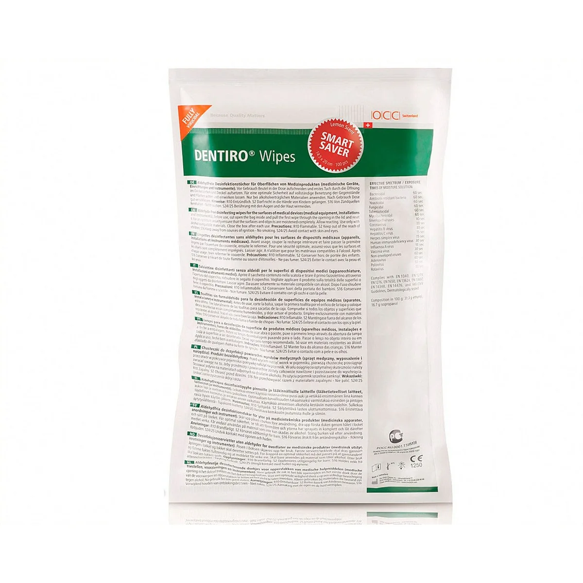 DENTIRO Вайпс серветки для дезінфекції 120 шт (Дентиро, дентіро) (Oro Clean Chemie)