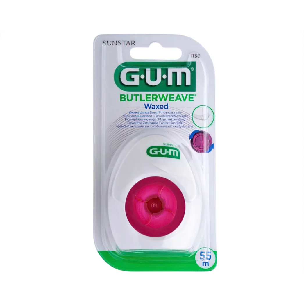 Зубна нитка GUM Butlerweave Waxed, Вощена, 55 м (SUNSTAR GUM)