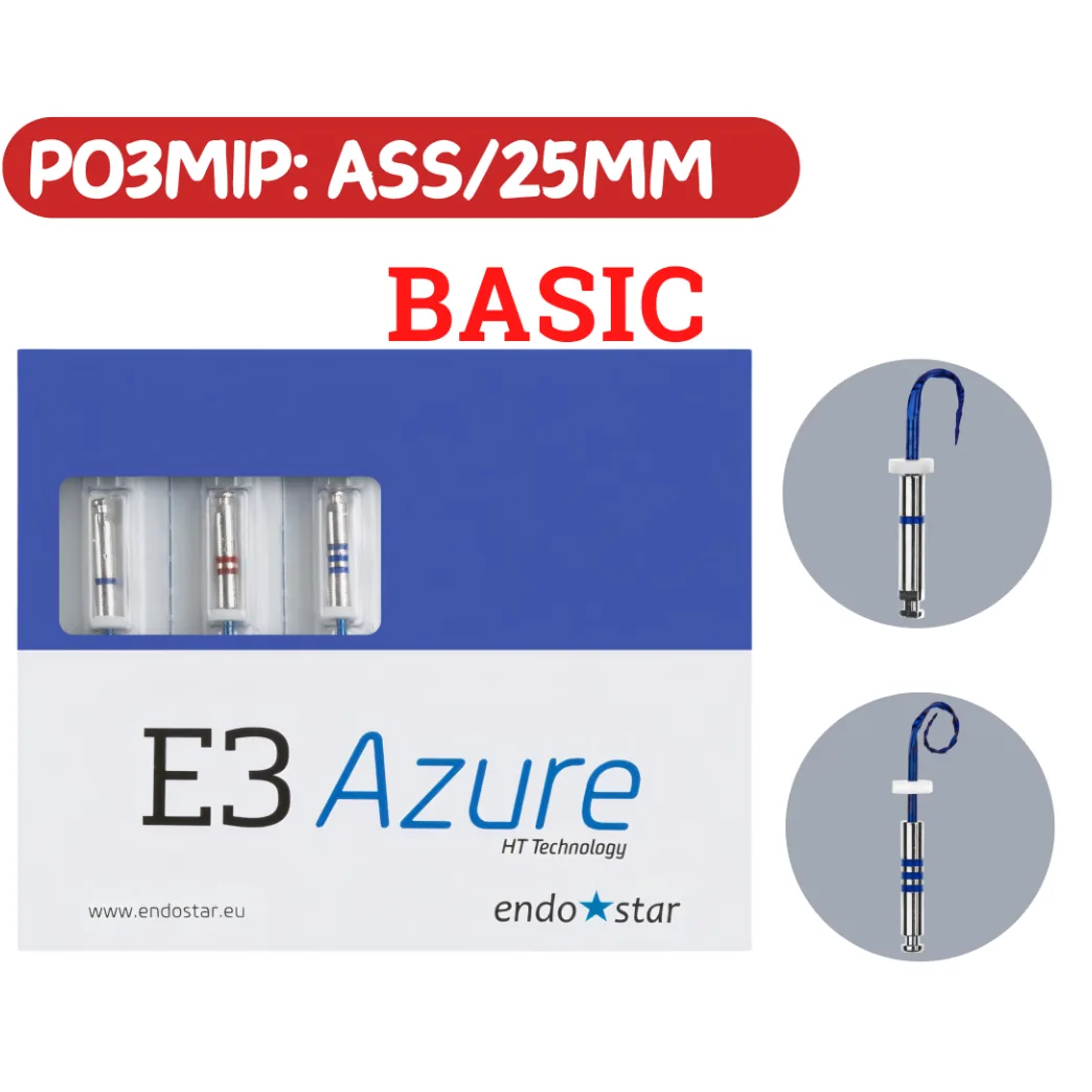 Endostar E3 Azure Basic (Ажур Бейзік), розмір: ass, 3шт, 30/04, 25/06, 30/08 - 25mm (Poldent)