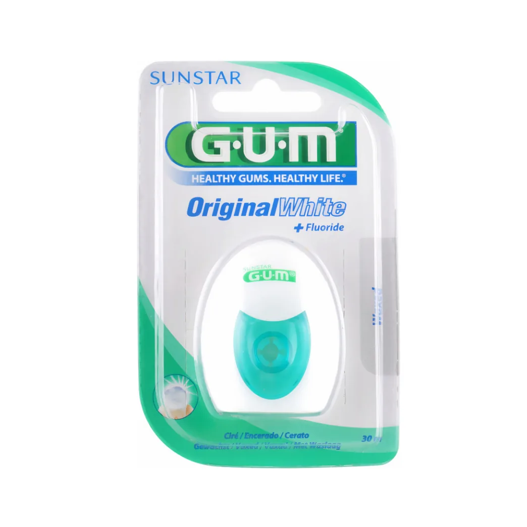 GUM Original White Floss, вощена з фторидом, 30 метрів