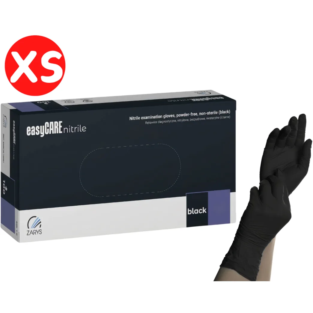 Нітрилові рукавички EasyCare Black, чорні, розмір XS, 100 шт. (Zarys)