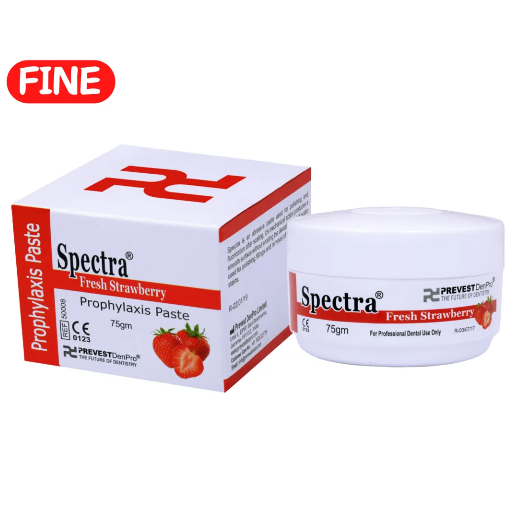 Spectra 75g FINE – абразивна паста для полірування та фторування зубів, полунична (Prevest DenPro)