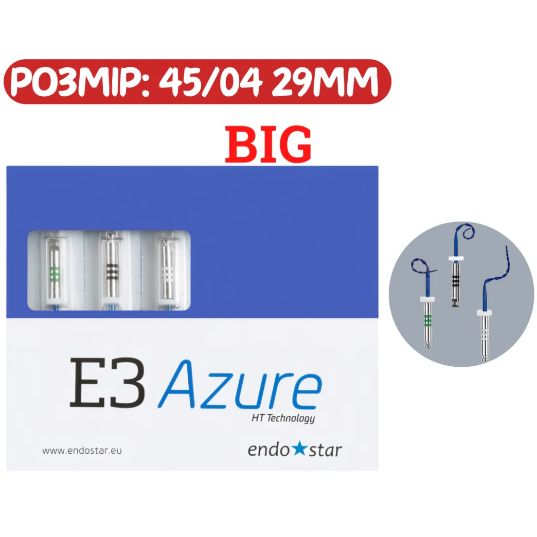 Endostar E3 Azure Big (Ажур Біг) - набір файлів для ендодонтії, розмір: 45/04 29mm (Poldent)