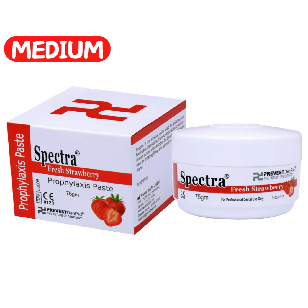 Spectra 75g Medium – абразивна паста для полірування та фторування зубів, полунична (Prevest DenPro)