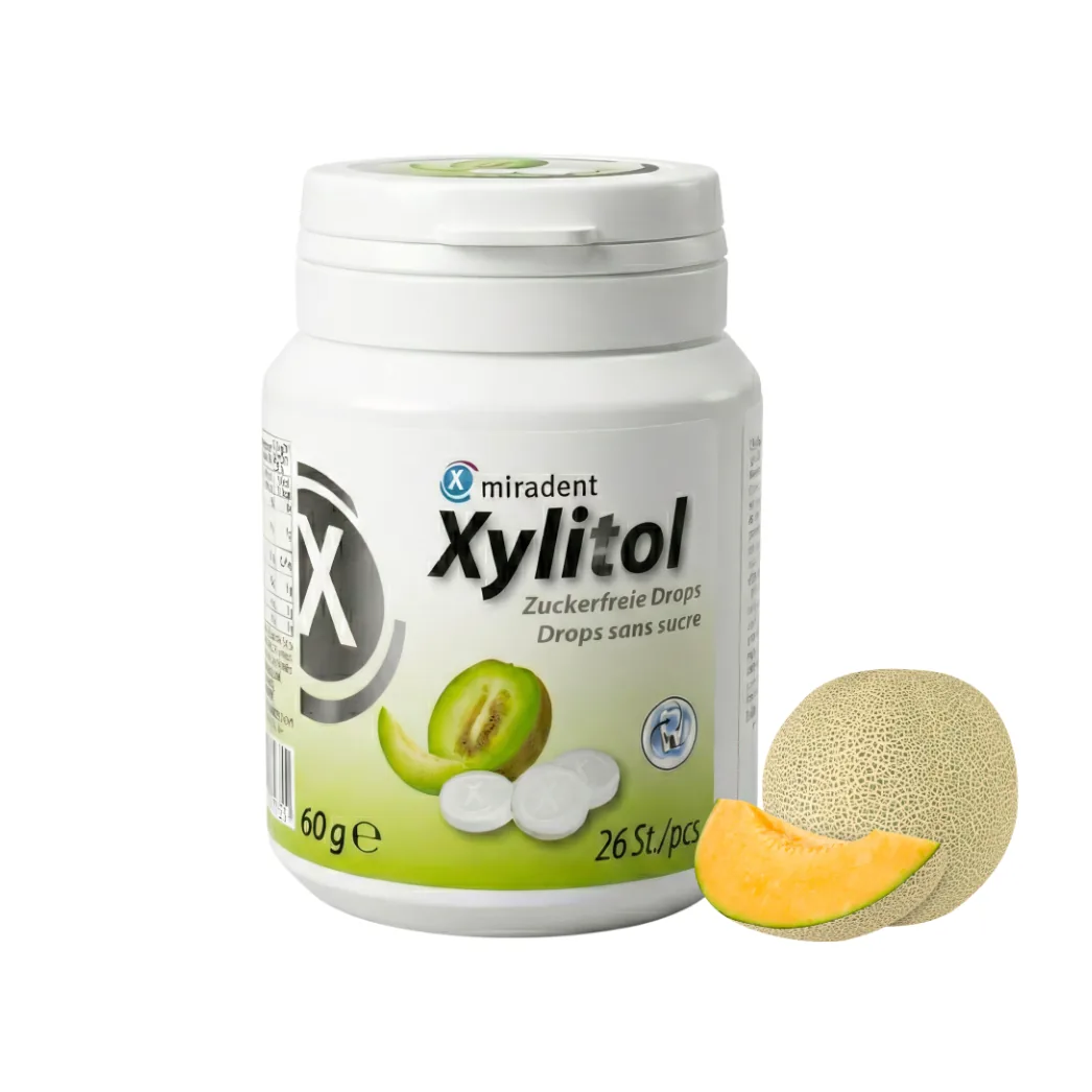 Xylitol Drops Melon, Ксилітол Дропс Диня — льодяники без цукру з ксилітом (Miradent)