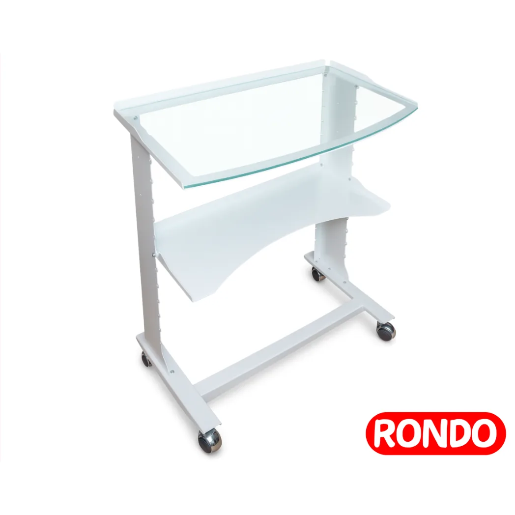 Стіл маніпуляційний Rondo (металевий зі скляною полицею) пересувний (KIT)