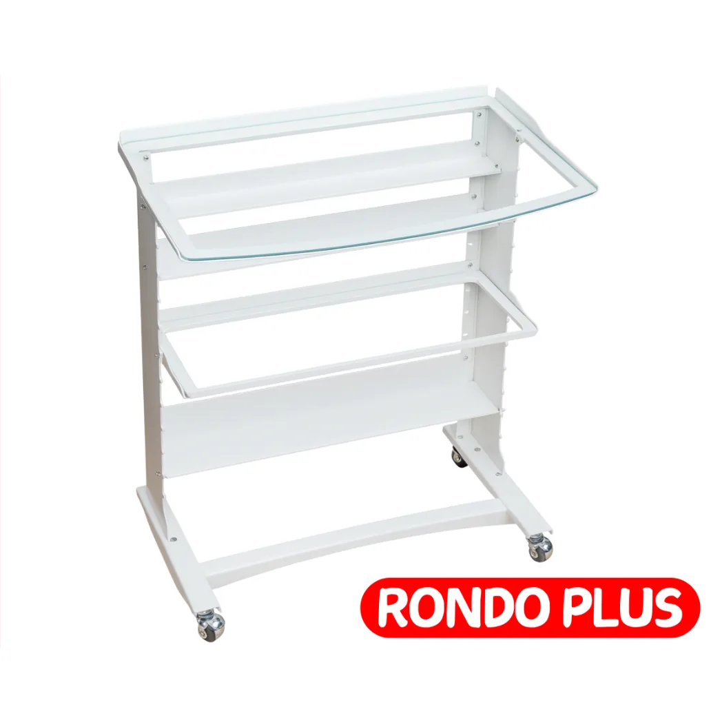 Стіл маніпуляційний Rondo Plus (5 полиць: 2 скляні, 3 металеві) пересувний (KIT)