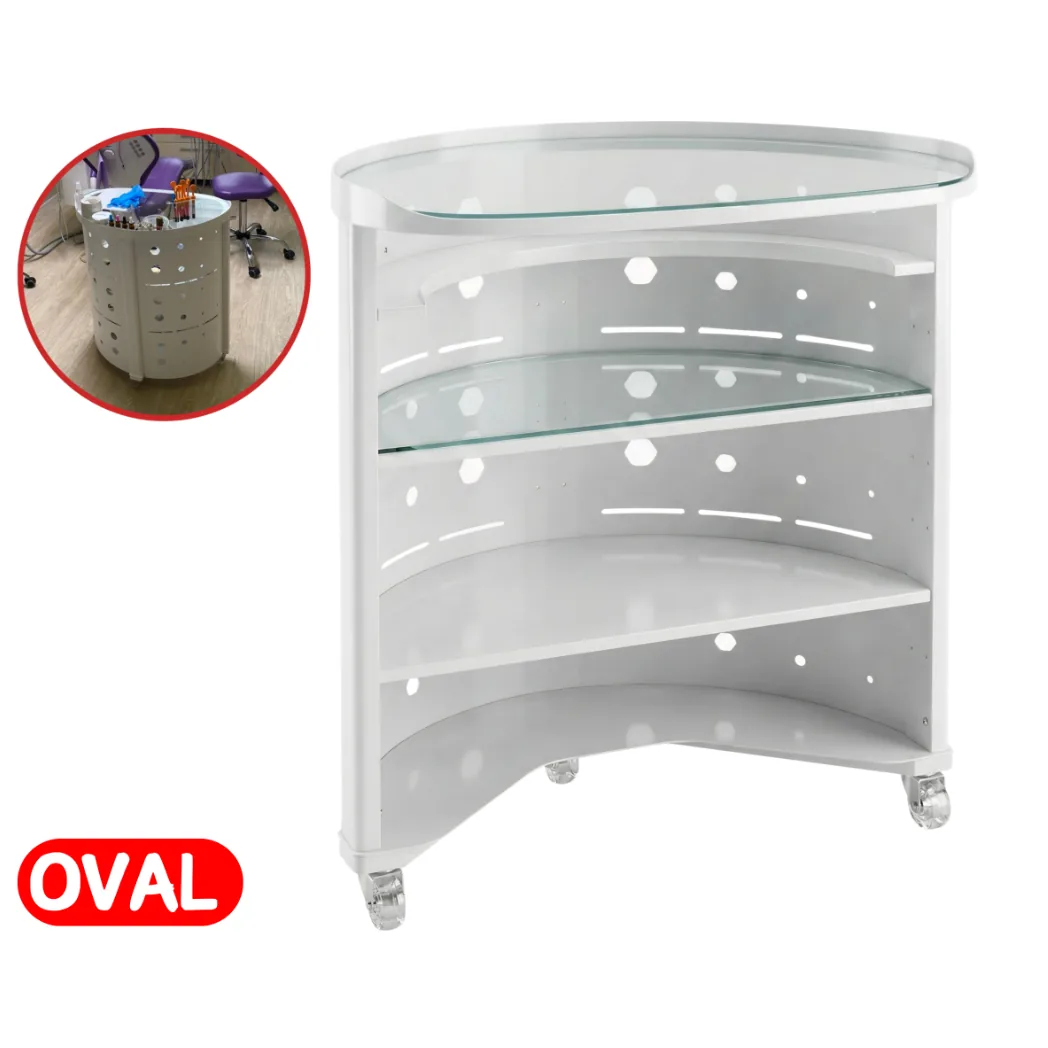 Стіл маніпуляційний Oval (овальний, 4 полиці) пересувний (KIT)