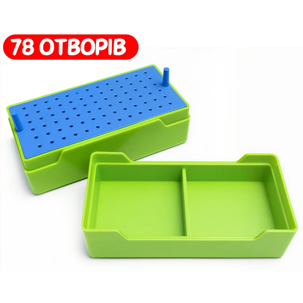 Підставка для борів та фрез № D003a, 78 отворів, зелена (Ruier)