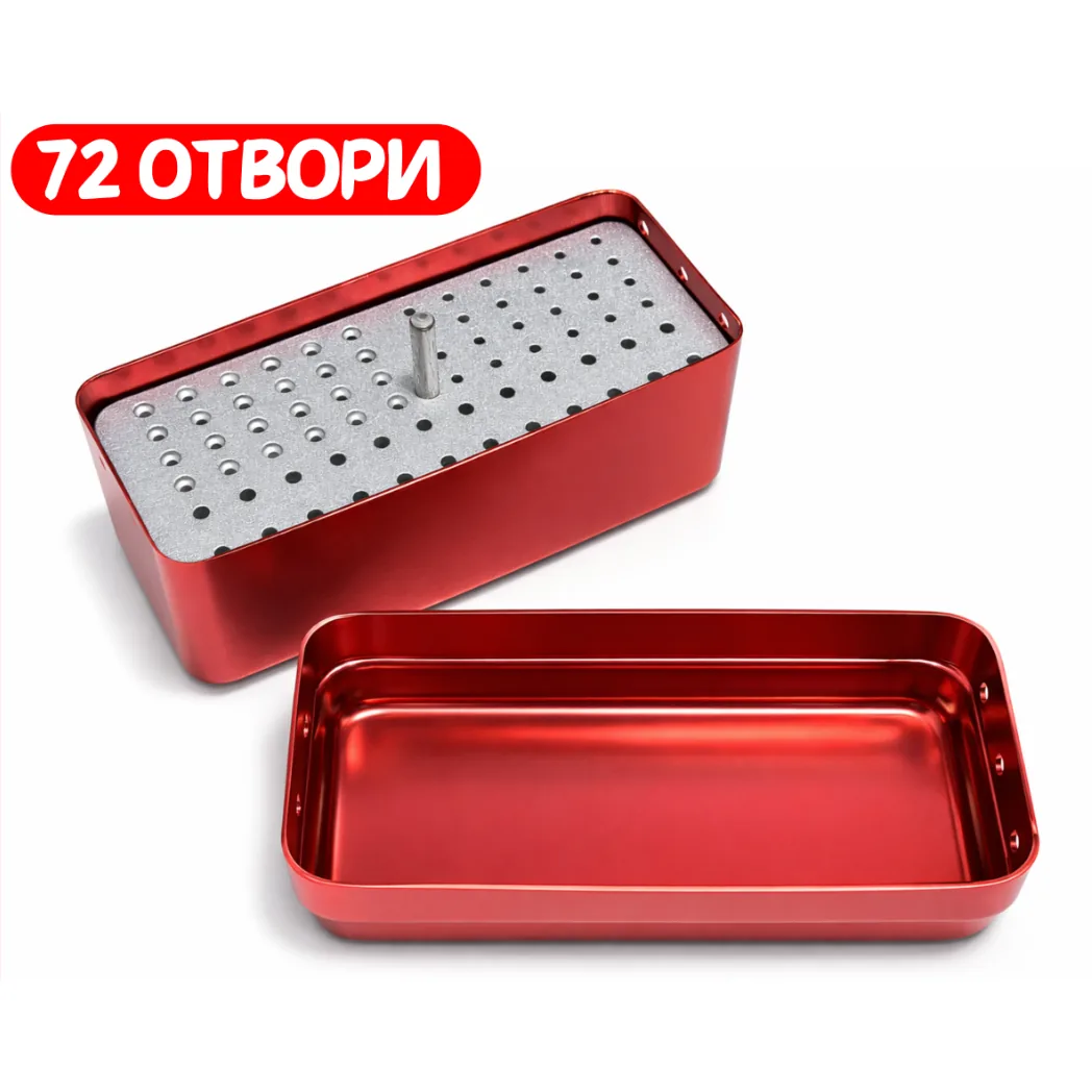 Стерилізатор для борів № B003, 72 отвори, червоний (Ruier)