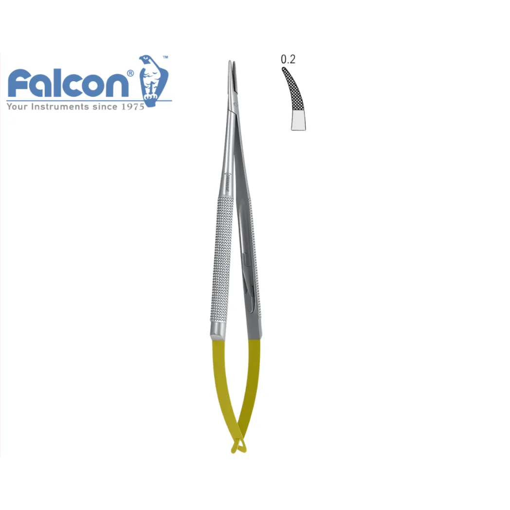 Голкотримач мікрохірургічний Falcon-Grip зігнутий 180 мм із твердосплавними вставками (TC), BM.653.180 (Falcon)