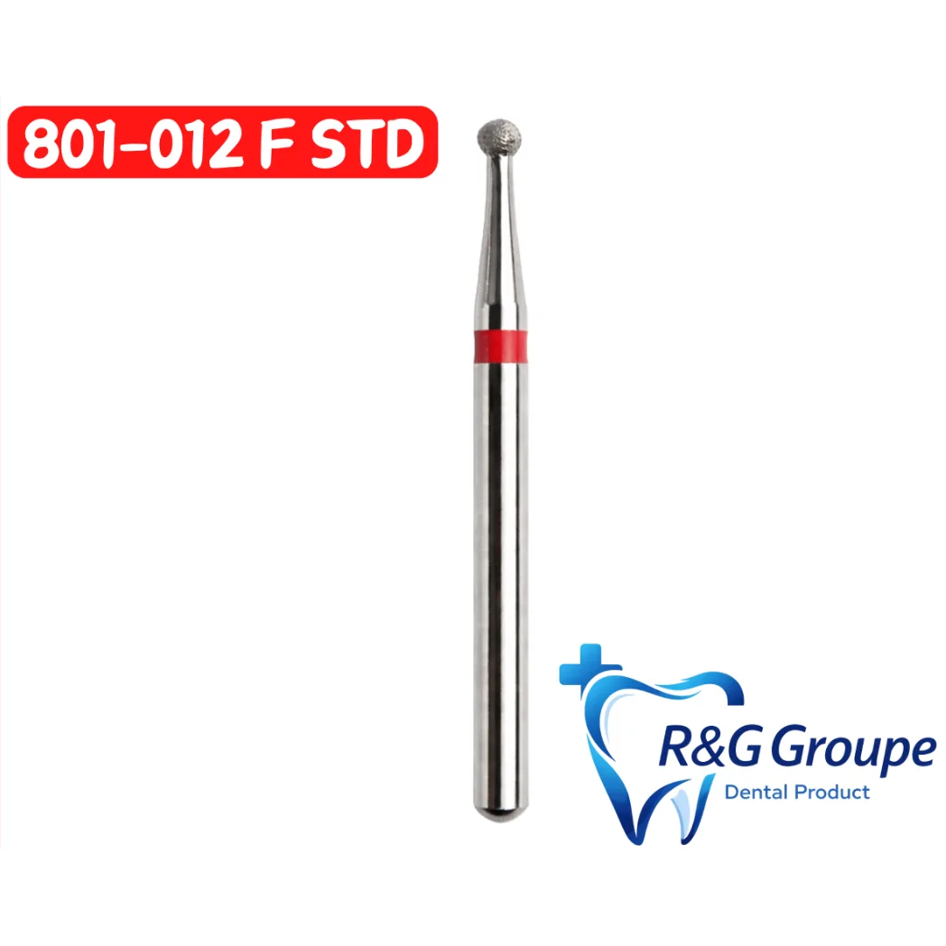 Бор алмазний, 801-012 F STD червона кулька на короткій ніжці (R&G Groupe France)