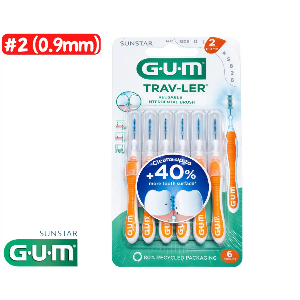 Міжзубні щітки-йоршики G.U.M Trav-Ler (Гам Тревел) 0.9 мм №2, 6 шт. (Sunstar G.U.M)