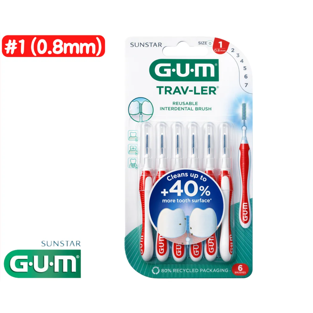 Міжзубні щітки-йоршики G.U.M Trav-Ler (Гам Тревел) 0.8 мм №1, 6 шт. (Sunstar G.U.M)