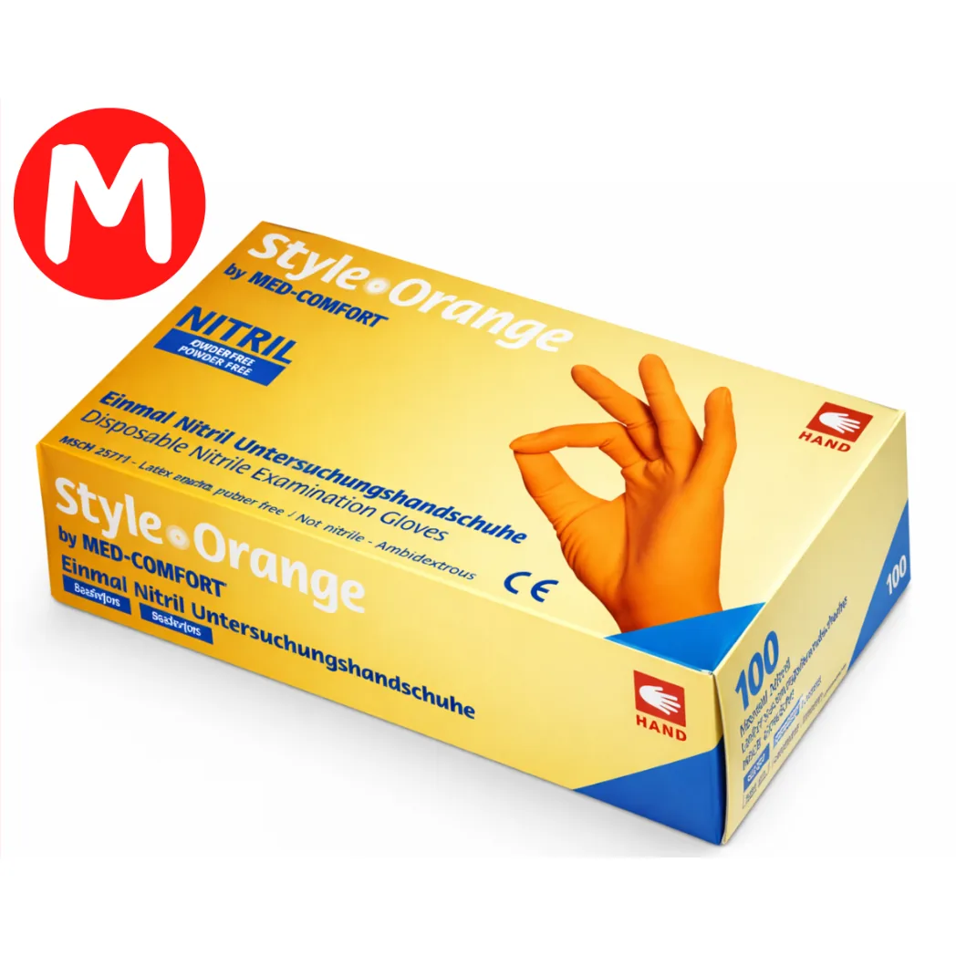 Рукавички нітрилові, помаранчеві, розмір M, 100шт, Style Orange (AMPri / Ампри / Ампрі )