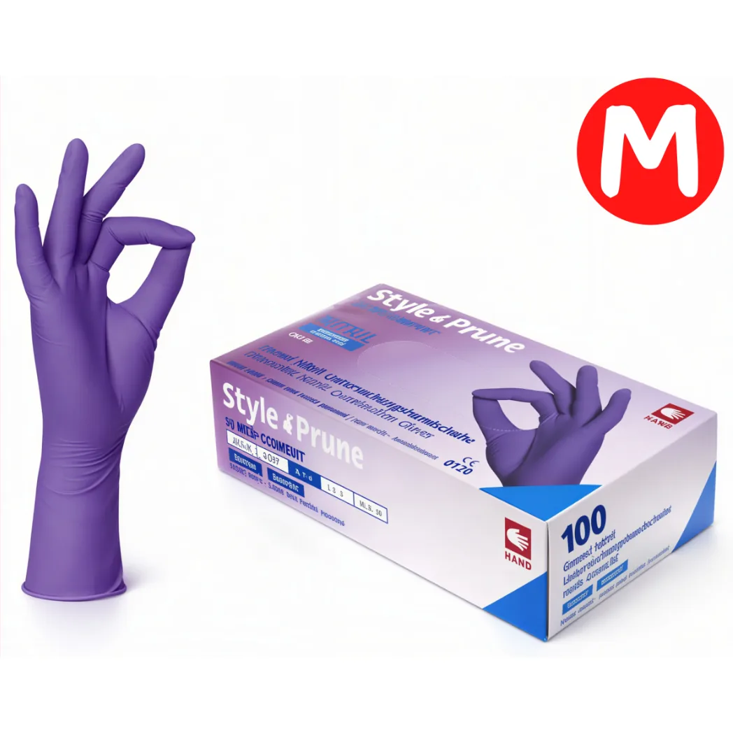Рукавички нітрилові, сливові, розмір M, 100шт, Style PRUNE (AMPri)