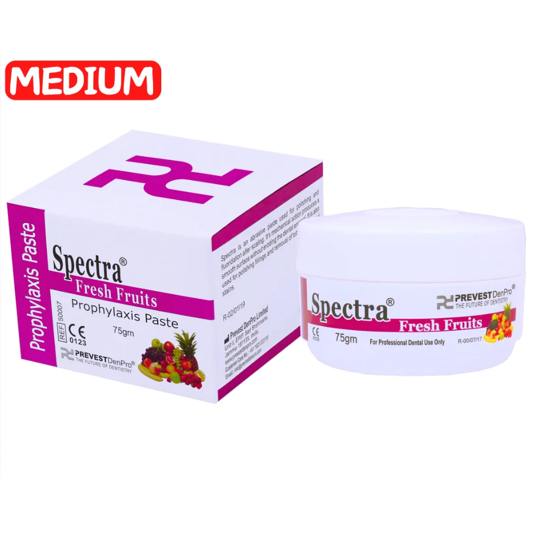 Spectra 75g MEDIUM – абразивна паста для полірування та фторування зубів, свіжі фрукти (Prevest DenPro)