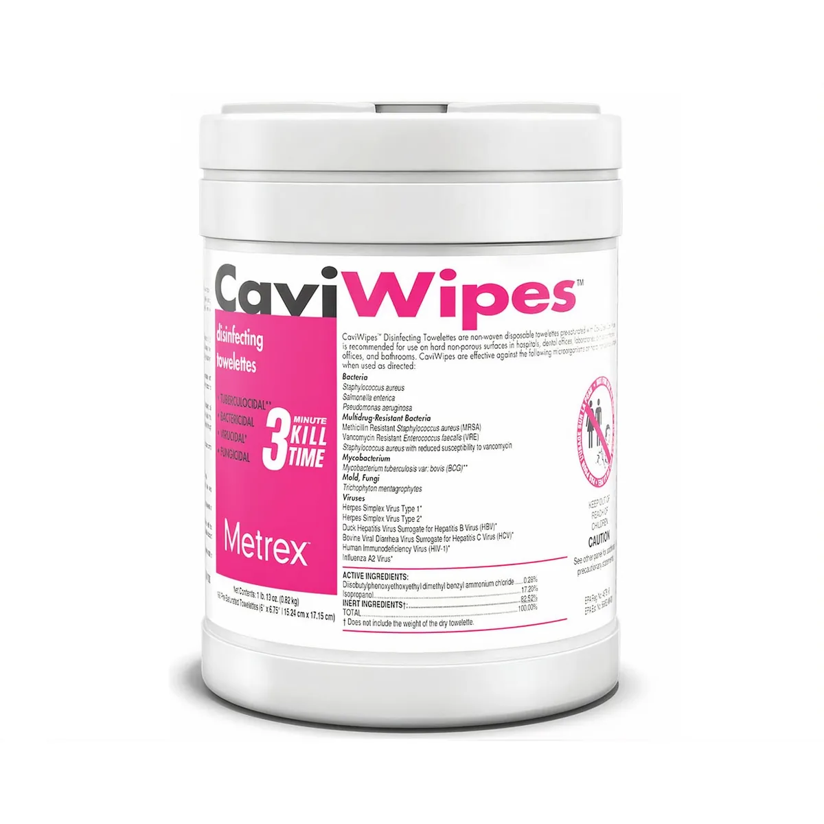 Серветки для дезінфекції поверхонь CaviWipes 160 штук у контейнері (Metrex)