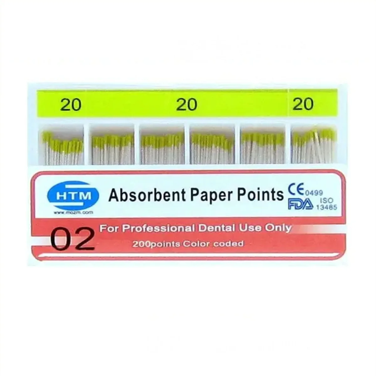 Паперові штифти 02/20, Absorbent Paper Points 20/02 (HTM)