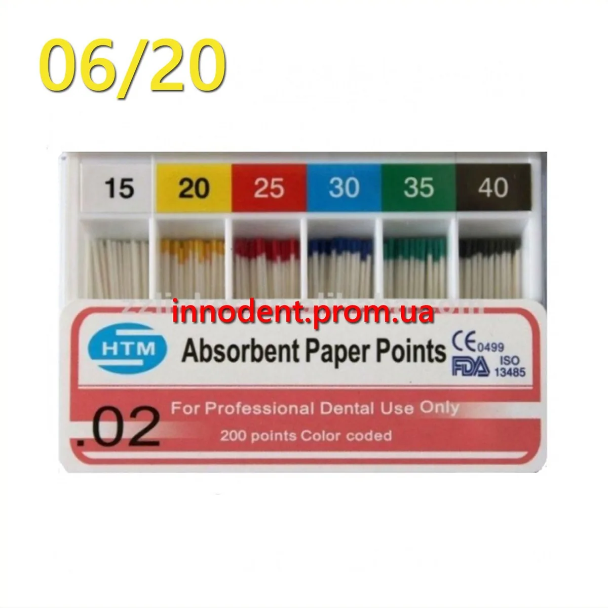 Паперові штифти 06/20, Absorbent Paper Points 06/20 (HTM)