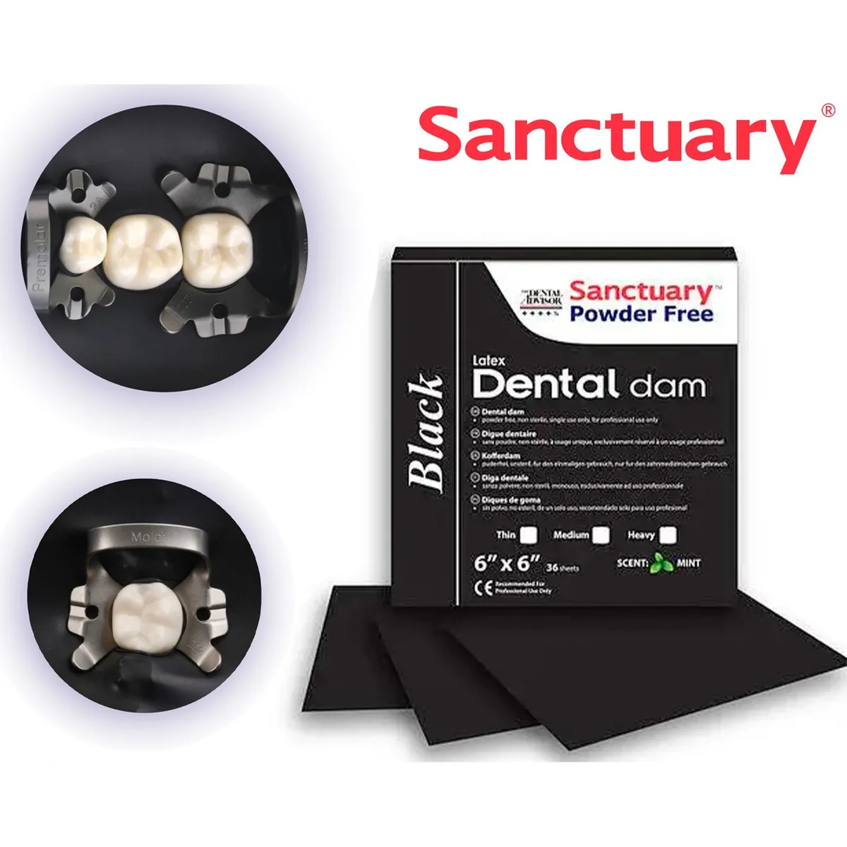 Хустка для коффердама чорні — середні Dental Dam (Sanctuary) хустки для кавордаму