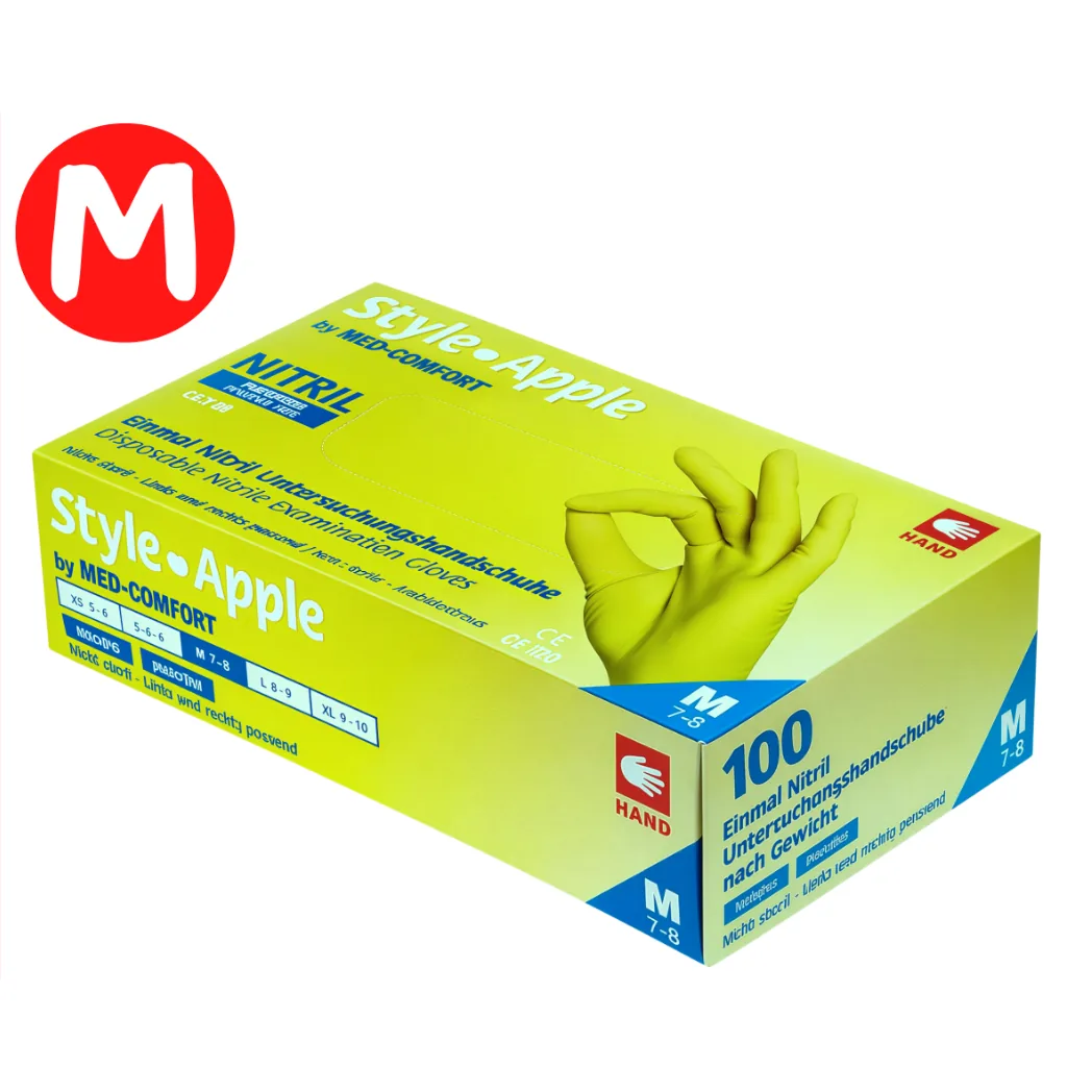 Рукавички нітрилові, салатові, розмір M, 100шт, Apple Style (AMPri / Ампри)